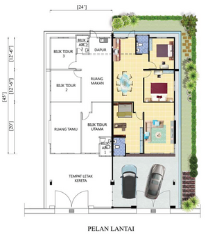 Pelan Lantai RUMAH BERKEMBAR   1 TINGKAT - 1/1