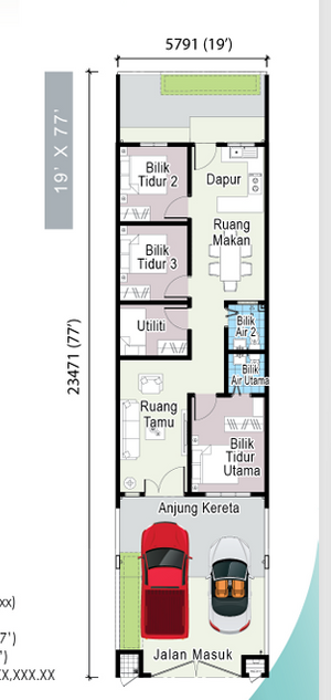 Pelan Lantai RUMAH TERES 1 TINGKAT - 1/1
