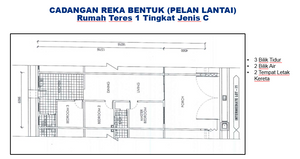 Pelan Lantai RUMAH TERES 1 TINGKAT JENIS C (END LOT) - 1/1