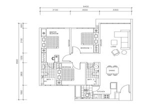 Pelan Lantai APARTMENT JENIS C  - 1/1