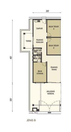 Pelan Lantai RUMAH TERES 1 TINGKAT JENIS B - 1/1