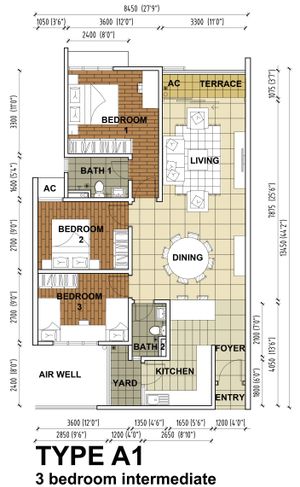 Pelan Lantai APARTMENT TYPE A- 27 TINGKAT - 1/2