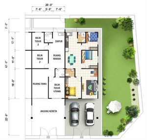 Pelan Lantai RUMAH TERES 1 TINGKAT - 1/1