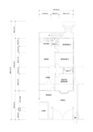 Pelan Lantai RUMAH BERKEMBAR  1.5 TINGKAT JENIS A - 1/2