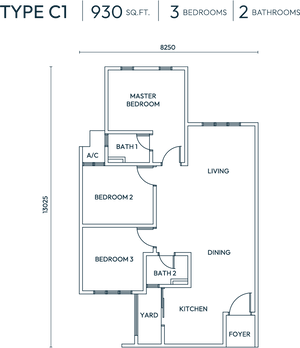 Pelan Lantai APARTMEN BLOK C (JENIS C1) - 1/1