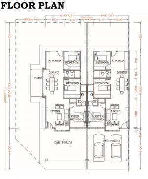 Pelan Lantai RUMAH TERES 1 TINGKAT (22 X 77) - 1/1