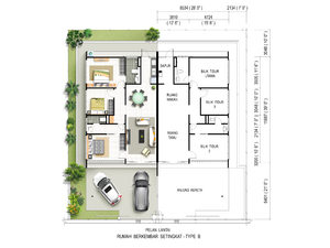 Pelan Lantai RUMAH BERKEMBAR 1 TINGKAT JENIS B ( LOT TEPI/CORNER ) - 1/1