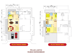 Pelan Lantai RUMAH BERKEMBAR DUA TINGKAT ( LOT TEPI/CORNER ) - 1/1