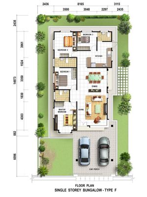 Pelan Lantai RUMAH BANGLO 1 TINGKAT JENIS A ( LOT TENGAH ) - 1/1