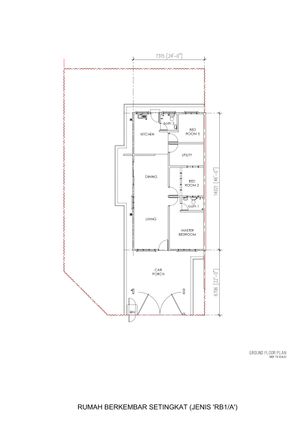 Pelan Lantai RUMAH BERKEMBAR 1 TINGKAT JENIS A - 1/1