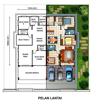 Pelan Lantai RUMAH BERKEMBAR 1 TINGKAT - 1/1