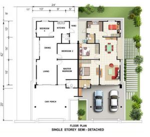 Pelan Lantai RUMAH BERKEMBAR 1 TINGKAT - 1/1