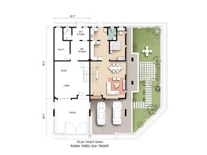 Pelan Lantai RUMAH TERES 2 TINGKAT ( LOT TENGAH ) - 2/2