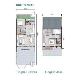 Pelan Lantai RUMAH TERES 1.5 TINGKAT JENIS A (REDUP) - 1/2