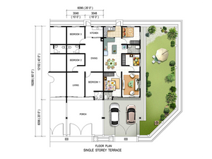 Pelan Lantai RUMAH TERES 1 TINGKAT ( LOT TENGAH ) - 1/1