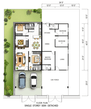 Pelan Lantai RUMAH BERKEMBAR 1 TINGKAT ( LOT TENGAH ) - 1/1