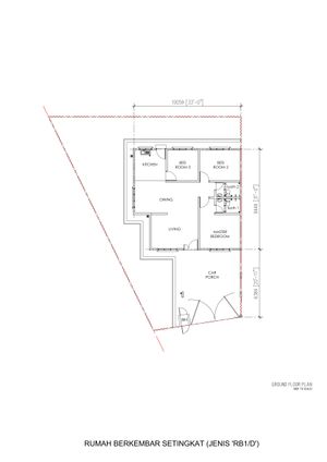 Pelan Lantai RUMAH BERKEMBAR 1 TINGKAT JENIS D - 1/1