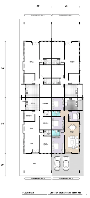 Pelan Lantai RUMAH KLUSTER SETINGKAT ( LOT TENGAH ) - 1/1