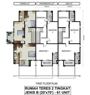 Pelan Lantai RUMAH TERES 2 TINGKAT JENIS B ( LOT TEPI/CORNER ) - 2/2