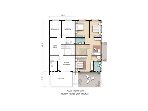 Pelan Lantai RUMAH TERES 2 TINGKAT ( LOT TENGAH ) - 1/2