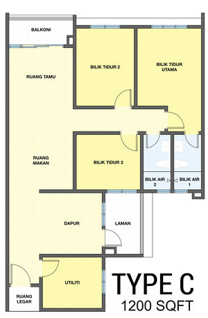 Pelan Lantai JENIS C - 1/1