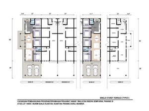 Pelan Lantai RUMAH TERES 1 TINGKAT JENIS B ( LOT  AKHIR/END ) - 1/1