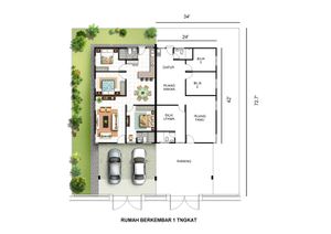 Pelan Lantai RUMAH BERKEMBAR 1 TINGKAT, RB1T (34X73) - 1/1