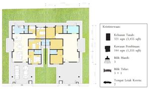 Pelan Lantai RUMAH BERKEMBAR 1 TINGKAT JENIS A - 1/1