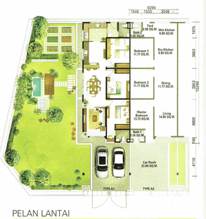 Pelan Lantai RUMAH TERES ( LOT TENGAH ) - 1/1