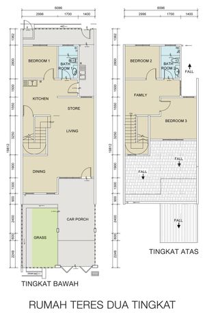 Pelan Lantai RUMAH TERES 2 TINGKAT ( LOT TENGAH ) - 1/1