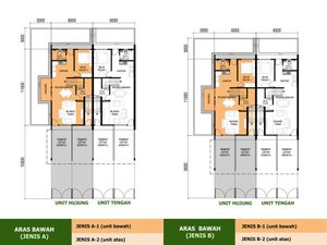 Pelan Lantai RUMAH BANDAR UNIT BAWAH JENIS B ( LOT TENGAH ) - 1/2