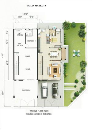 Pelan Lantai RUMAH TERES 2 TINGKAT ( LOT TENGAH ) - 2/2