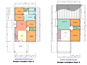 Pelan Lantai BANGLO 1 ½ TINGKAT (TYPE C - EXTRA LAND) - 1/1