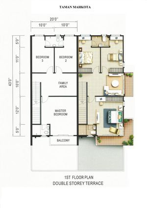 Pelan Lantai RUMAH TERES 2 TINGKAT ( LOT TENGAH ) - 1/2