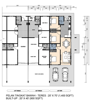 Pelan Lantai RUMAH TERES 1 TINGKAT (INTERMEDIATE) - 1/1