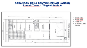 Pelan Lantai RUMAH TERES 1 TINGKAT JENIS A (INTERMEDIATE) - 1/1