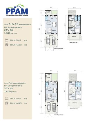 Pelan Lantai RUMAH TERES KLUSTER 2 TINGKAT JENIS A1 (NON-BUMI LOT) - 1/1