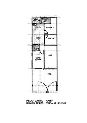 Pelan Lantai RUMAH TERES 1 TINGKAT (END LOT) - 1/1