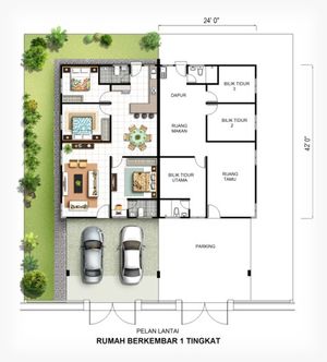 Pelan Lantai RUMAH BERKEMBAR 1 TINGKAT (STANDARD) JENIS A - 1/1