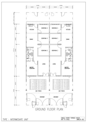 Pelan Lantai RUMAH TERES 1 TINGKAT (INTERMEDIATE 20' X 85') - 1/1