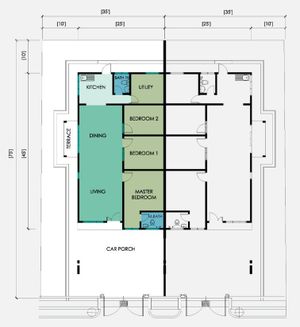 Pelan Lantai RUMAH BERKEMBAR 1 TINGKAT (I) - 1/1