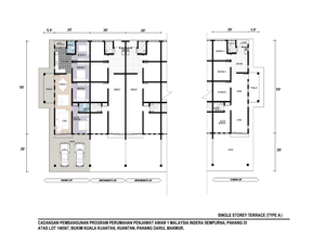 Pelan Lantai RUMAH TERES 1 TINGKAT JENIS A ( LOT AKHIR/END ) - 1/1