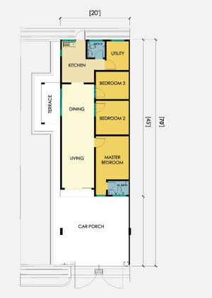Pelan Lantai RUMAH TERES 1 TINGKAT - JENIS B (C) - 1/1