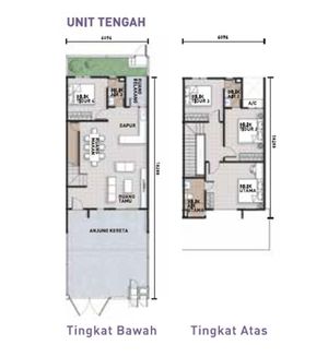 Pelan Lantai RUMAH TERES 2 TINGKAT JENIS C (EMBUN) - 1/2