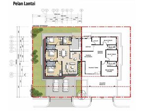 Pelan Lantai RUMAH BERKEMBAR  1 TINGKAT - 1/1