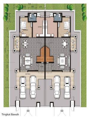 Pelan Lantai RUMAH BERKEMBAR  2 TINGKAT - 1/2