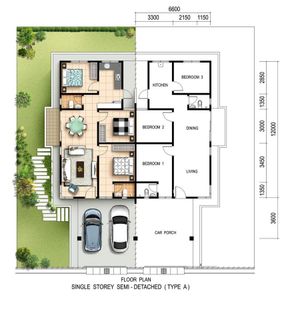 Pelan Lantai RUMAH BERKEMBAR  1 TINGKAT - 1/1