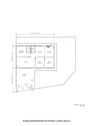 Pelan Lantai RUMAH BERKEMBAR 1 TINGKAT JENIS E - 1/1